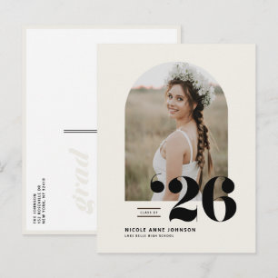Boho Klas van 2026 Afstudeerfoto Afstuderen Uitnodiging Briefkaart