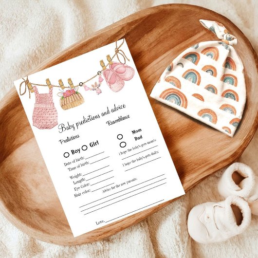 Boho Kleding baby voorspelling Baby shower spel Ka Kaart