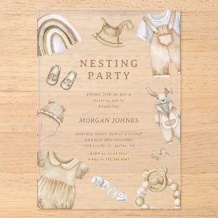 Boho Kleding Babyfeest Nesting Feest Acryl Uitnodigingen