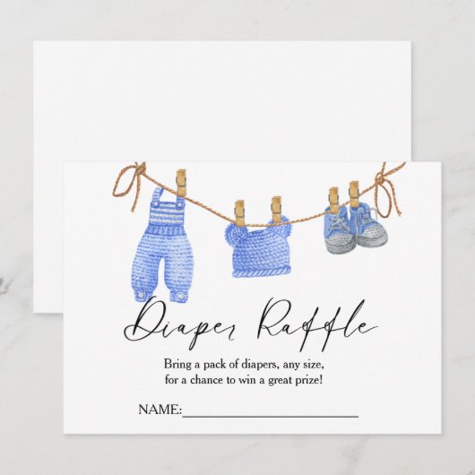 Boho Kleding Daiper Raffle voor baby shower Kaart (Voorkant / Achterkant)