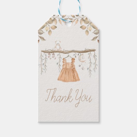 Boho Kleding Meisje Baby shower Dank u Cadeaulabel (Voorkant)
