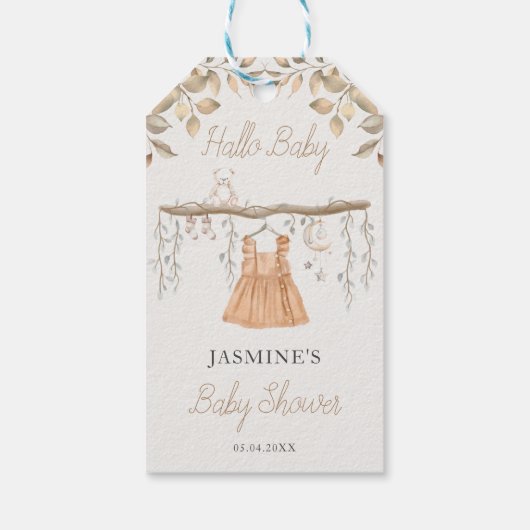 Boho Kleding Meisje Baby shower Dank u Cadeaulabel (Achterkant)