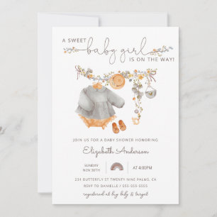 Boho Kleding Meisje Baby shower Kaart