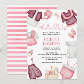 Boho Kleding Meisje Baby shower Uitnodiging (Voorkant / Achterkant)