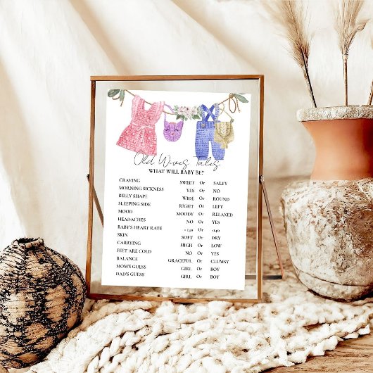 Boho Kleding Oude WiVes Tales Baby shower Game Pos Poster