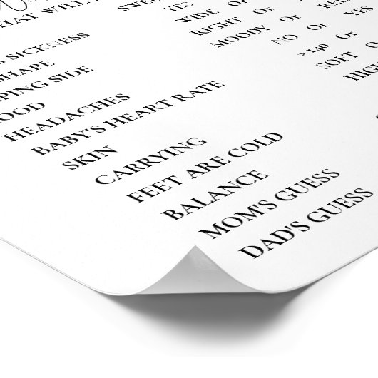 Boho Kleding Oude WiVes Tales Baby shower Game Pos Poster (Hoek)