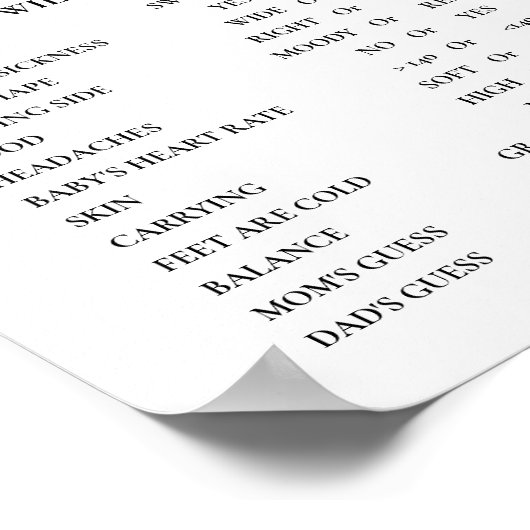 Boho Kleding Oude WiVes Tales Baby shower Spel Poster (Hoek)