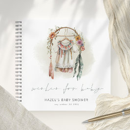 Boho kleding wenst Baby shower Sage gastenboek Notitieboek