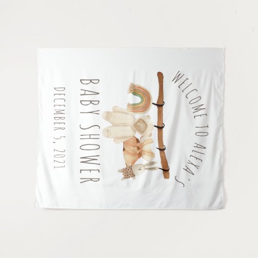 Boho Kleertjeslijn Baby Shower Welkomstbord Tapijt Wandkleed (Voorkant (horizontaal))