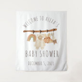 Boho Kleertjeslijn Baby Shower Welkomstbord Tapijt Wandkleed (Voorkant)