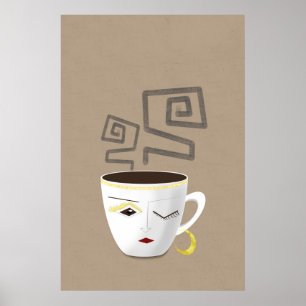 Boho klein wit Afrikaans Arabisch koffiekopje deel Poster