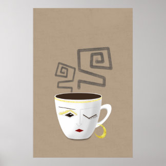Boho klein wit Afrikaans Arabisch koffiekopje deel Poster