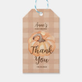 Boho kleine pompoen Baby shower dank u Cadeaulabel (Voorkant)