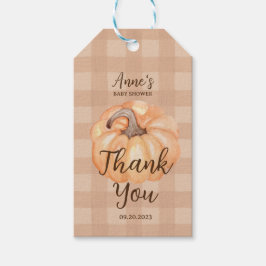 Boho kleine pompoen Baby shower dank u Cadeaulabel