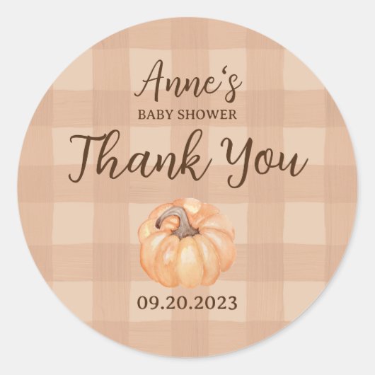 Boho kleine pompoen Baby shower dank u Ronde Sticker (Voorkant)