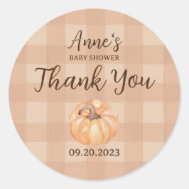 Boho kleine pompoen Baby shower dank u Ronde Sticker