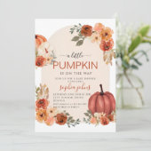 Boho kleine pompoen herfst Baby shower Kaart (Staand voorkant)