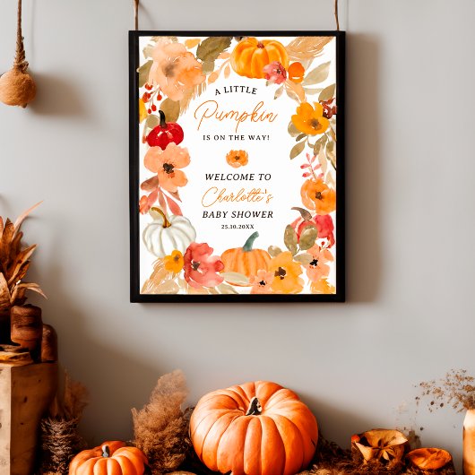 Boho Kleine pompoen herfst baby shower Welkom Poster