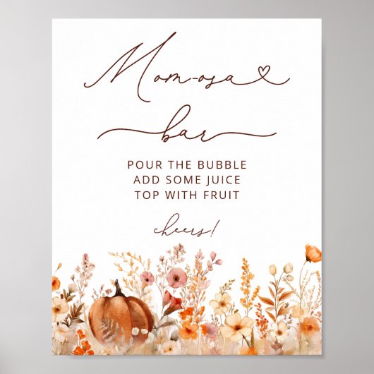 Boho Kleine Pompoen Herfst Wildbloemen Momosa Bar Poster (Voorkant)
