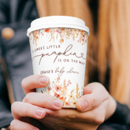 Boho Kleine Pompoen Herfst Wildflower Baby shower Papieren Bekers