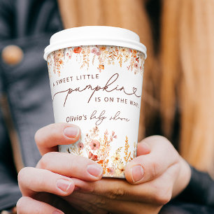 Boho Kleine Pompoen Herfst Wildflower Baby shower Papieren Bekers