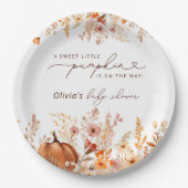 Boho Kleine Pompoen Herfst Wildflower Baby shower Papieren Bordje (Voorkant)