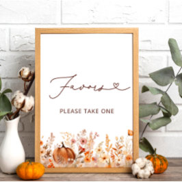 Boho kleine pompoen Herfst Wildflower Favorieten Poster