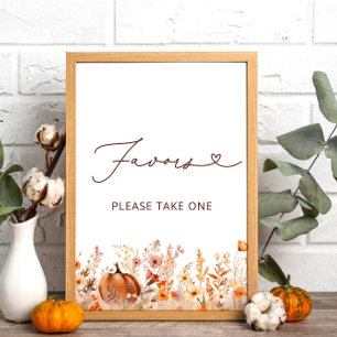 Boho kleine pompoen Herfst Wildflower Favorieten Poster
