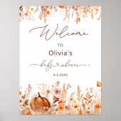 Boho kleine pompoen Herfst Wildflower Welkom Poster (Voorkant)