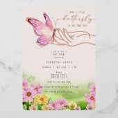 Boho Kleine Vlinder Op Weg Wilde Bloementuin Folie Uitnodiging (Voorkant)