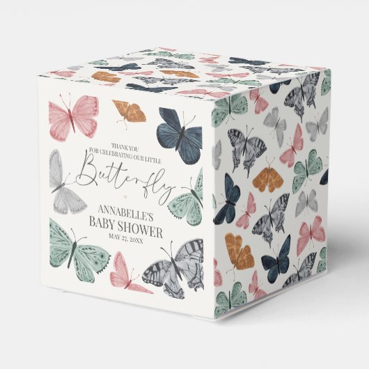 Boho kleine vlinder verjaardagsfeestje bedankdoosjes (Achterkant)