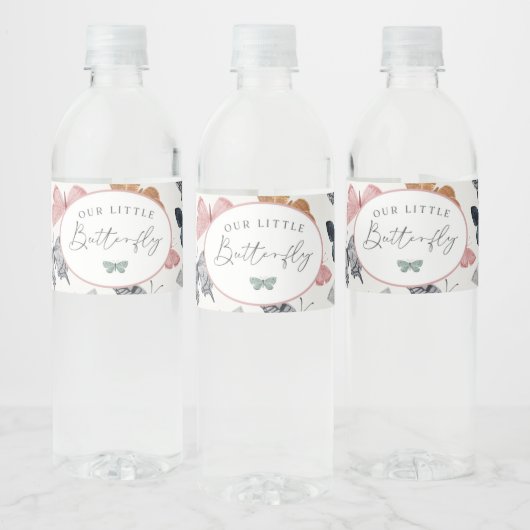 Boho Kleine Vlinder Verjaardagsfeestje of Bruids d Waterfles Etiket (Flessen)