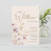Boho Kleine Wildflower Waterverf Baby Meisje Douch Kaart (Staand voorkant)