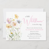 Boho Kleine Wildflower Waterverf Baby Meisje Douch Kaart (Voorkant)