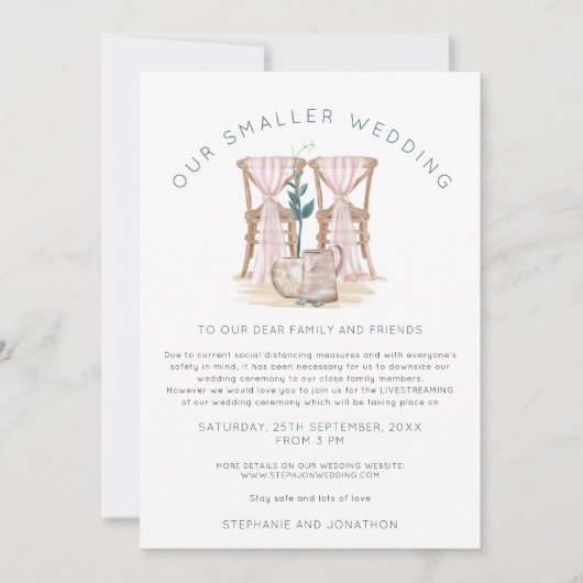 Boho Kleinere Trouwstoelen Inkrimpen Aankondiging (Voorkant)