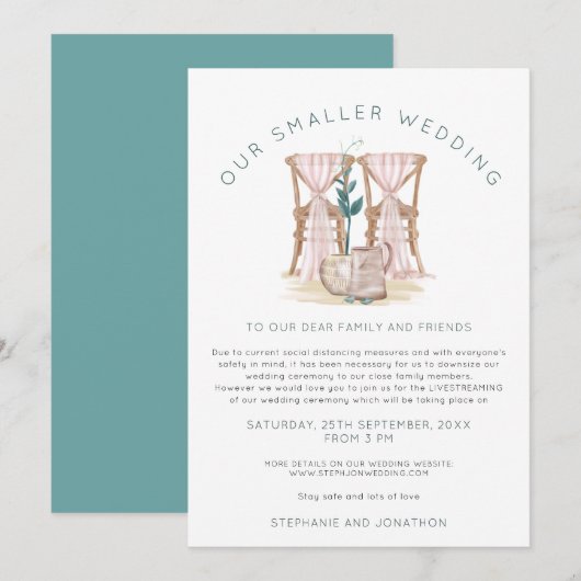 Boho Kleinere Trouwstoelen Inkrimping Aankondiging (Voorkant / Achterkant)