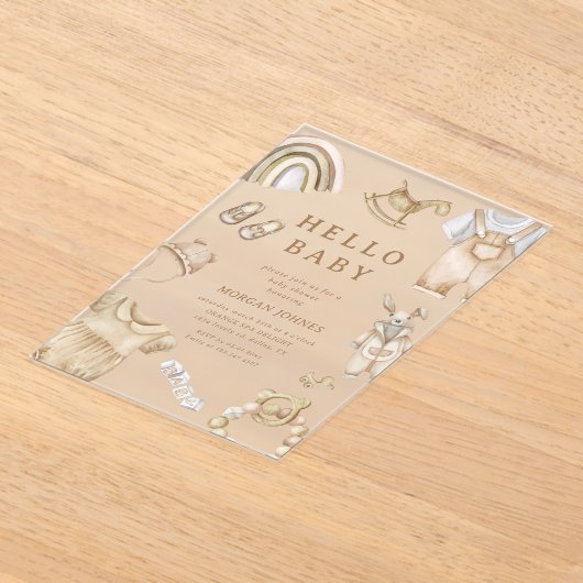 Boho Kleren Kraam Baby Shower Acryl Uitnodigingen (Laagn)