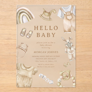 Boho Kleren Kraam Baby Shower Acryl Uitnodigingen