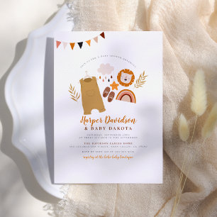Boho Kleren & Mooie Regenboog Oranje Jongens Babyf Kaart