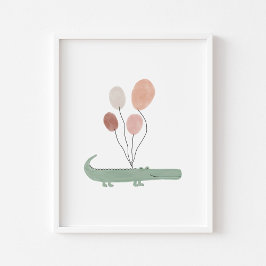 Boho kleur alligator met ballonnen poster