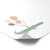 Boho kleur alligator met ballonnen poster (Hoek)