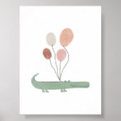 Boho kleur alligator met ballonnen poster (Voorkant)