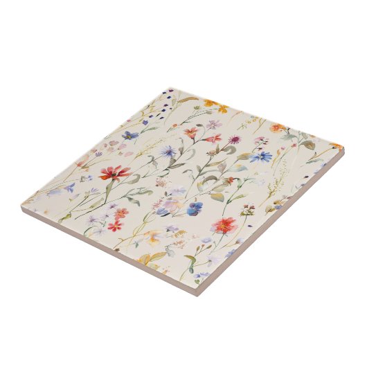 Boho Kleur aquarel wilde bloem Tegeltje (Zijkant)