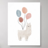 Boho kleur Lama met ballonnen poster (Voorkant)
