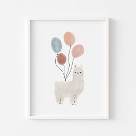 Boho kleur Lama met ballonnen poster