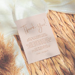 Boho Kleuren Brunch & Bubbly Vrijgezellenfeest Bedankkaart<br><div class="desc">Een eenvoudige en moderne bedankkaart die past bij ons Boho Colors Brunch & Bubbly Vrijgezellenfeest collectie. Dit ontwerp is voorzien van "Thank You" in script handschrift met de naam van de aanstaande bruid hieronder in chique open-face hoofdletters. Er is een aangepaste oprechte bedankboodschap om je dankbaarheid uit te drukken aan...</div>