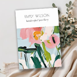 Boho Kleurrijk Roze Blauw Geschilderd Bloemen Kett Visitekaartje