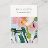 Boho Kleurrijk Roze Blauw Geschilderd Bloemen Kett Visitekaartje (Voorkant)