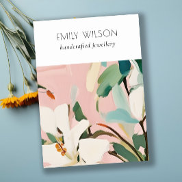 Boho Kleurrijk Roze Blauwgroen Geschilderd Bloemen Visitekaartje