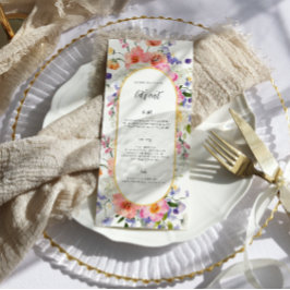 Boho Kleurrijk Wildflower Trouwmenu Menu